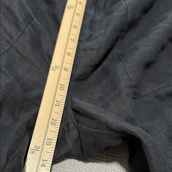 Nicole Miller 100% Linen Black Ankle Cropped Pants Casual Women’s Size Large - Picture 4 of 6